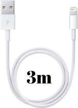Lightning naar USB A Kabel Wit - 3 meter - Oplaadkabel voor iPhone 12 / 12 MINI / 12 PRO / 12 PRO MAX / 11 / 11 PRO / 11 PRO MAX / SE 2022 / SE 2020