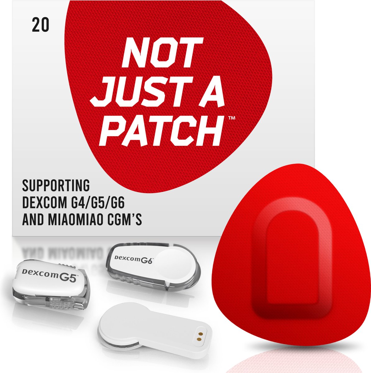 Goedkoopste Not Just A Patch - Red Patch - Sensor patch pleister for Dexcom or MiaoMiao Libre – 20 pack – M (maat