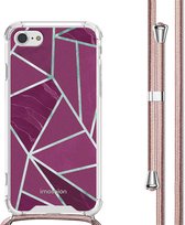 iMoshion Hoesje Geschikt voor iPhone 7 / 8 / SE (2020) / SE (2022) Hoesje Met Koord - iMoshion Design Hoesje met Koord - Meerkleurig / Bordeaux Graphic