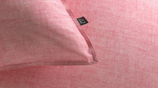 Zohome Dekbedovertrek Lino - Shell Red - Dekbedovertrek 260x200/220cm - 100% Katoen - Linnen Look - Lits Jumeaux Extra Breed van Merkloos — afbeelding 5