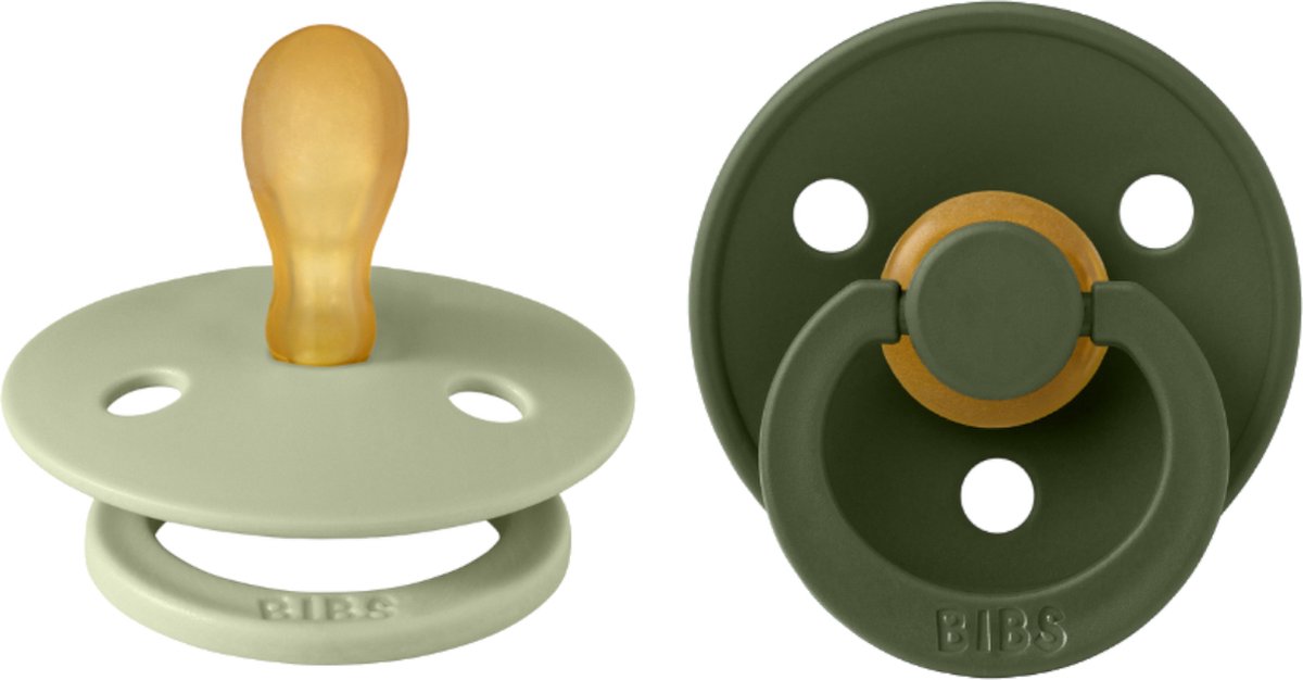 Goedkoopste Bibs Fopspeen Latex Symmetrical 0-6mnd Sage / Hunter Green (2 stuks