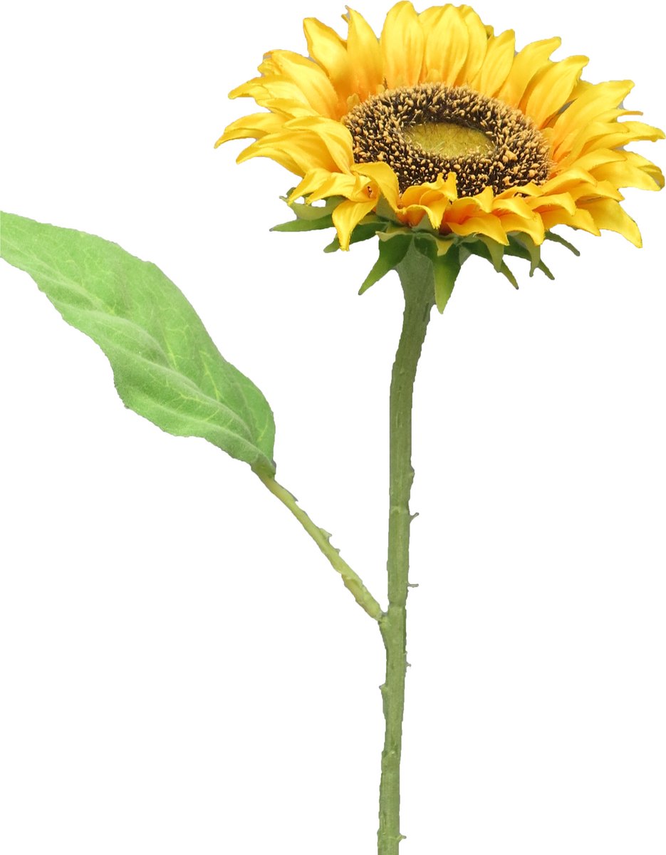 Bellatio Design Kunstbloem Zonnebloem Helianthus - 42 cm - losse steel - kunst zijdebloem Geel