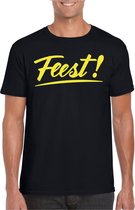 Bellatio Decorations Verkleed T-shirt voor heren - feest - zwart - geel glitter - carnaval XXL