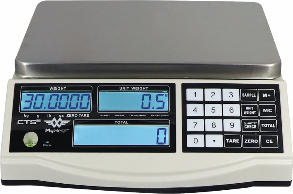 My Weigh Counting - Weegschaal - Keukenweegschaal - Pakketweegschaal - 0,5gr tot 30kg - Zilver