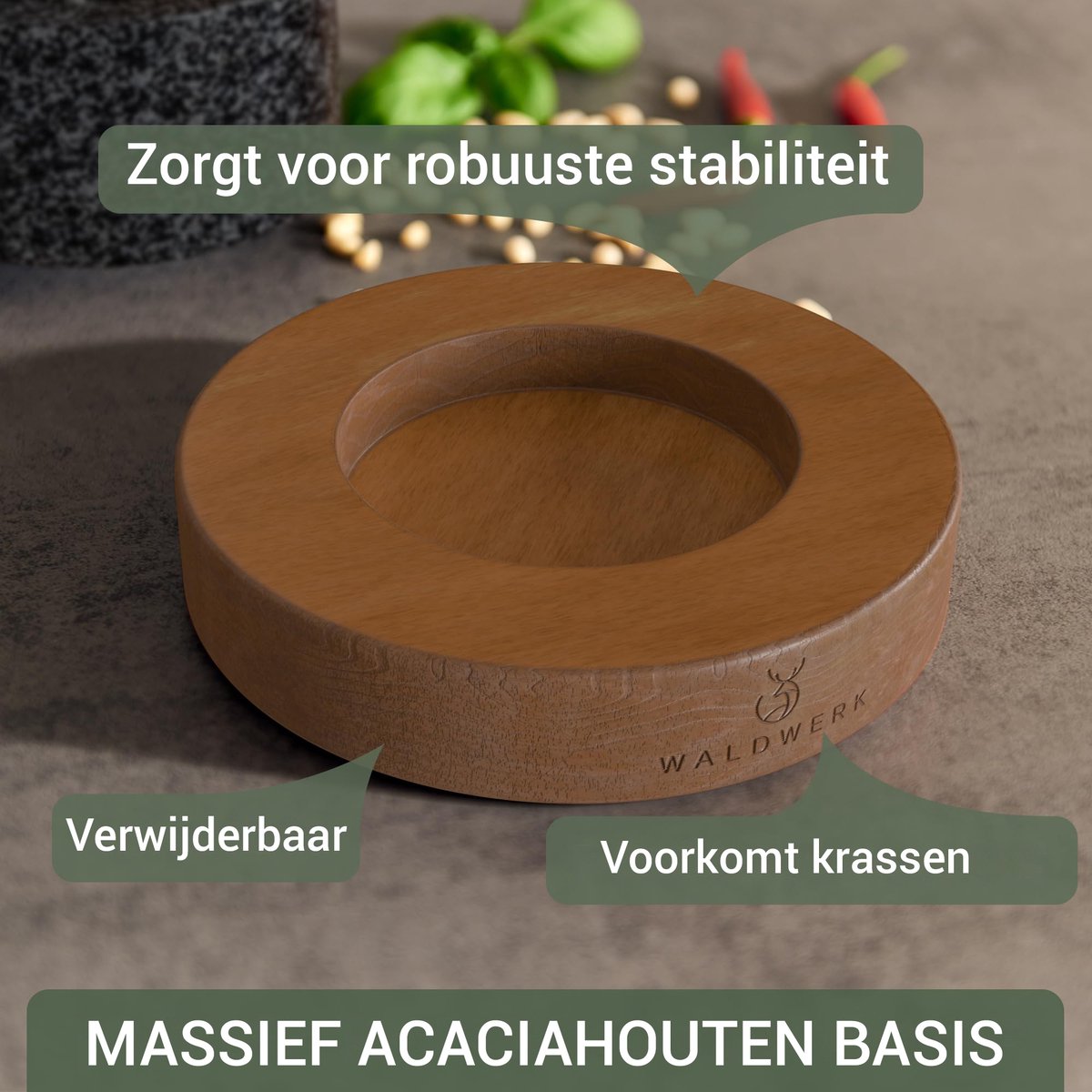 Vijzel met stamper, rond 12cm - Silex