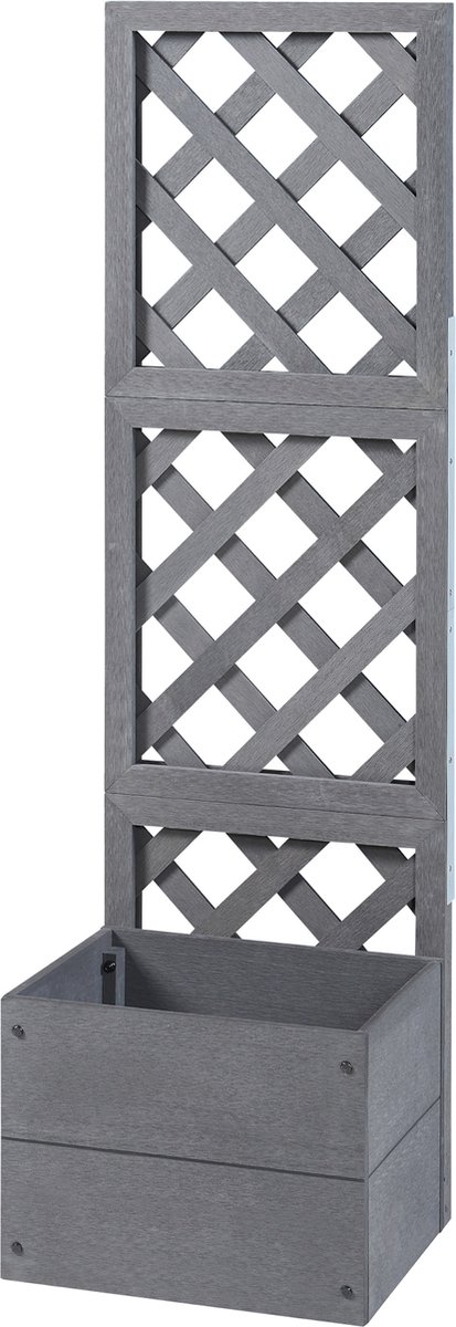 COSTWAY Bloembak met rankrooster, plantenbak voor klimplanten, plantenbak met inkijkbescherming, verhoogd bed met spalier en zelfbewatering, bloembak voor tuin, binnenplaats, balkon (grijs, 40 x 40 x