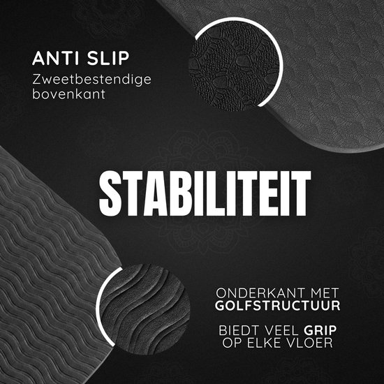 Hanamura Active Yoga Mat - Inclusief draagbare opbergtas & strap - TPE Materiaal - Milieuvriendelijk - 183x61 - 8 mm dik van Hanamura — afbeelding 5