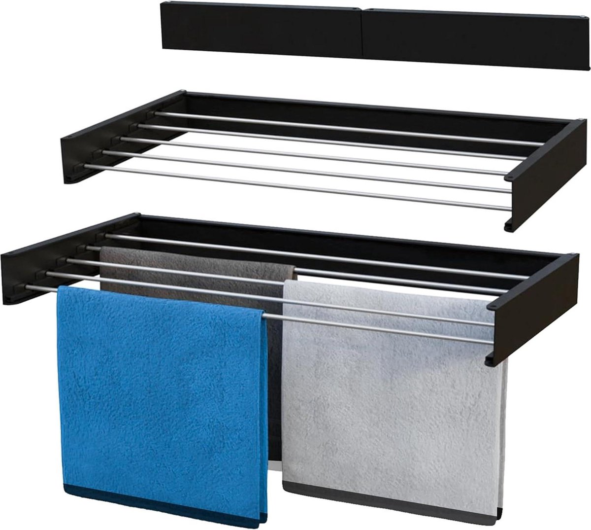 Goedkoopste Premium Luxe Laundry Aluminium Wandmontage Droogrek - Opvouwbaar, Inklapbaar, Drievoudig - Ruimtebesparend Wasruimte Muur Droogrek - Wit folding wall laundry rack