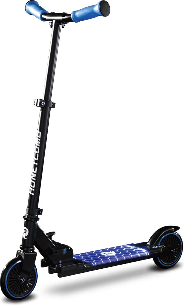 Qplay Honeycomb Kinderstep - LED Wielen - Aluminium - Max 50kg - Blauw