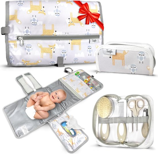 Foto: Aankleedkussen voor onderweg en babyverzorgingsset voor pasgeborenen babycadeau luiertas met aankleedkussen luiertas aankleedkussen luier babyverzorgingsset babycadeautjes