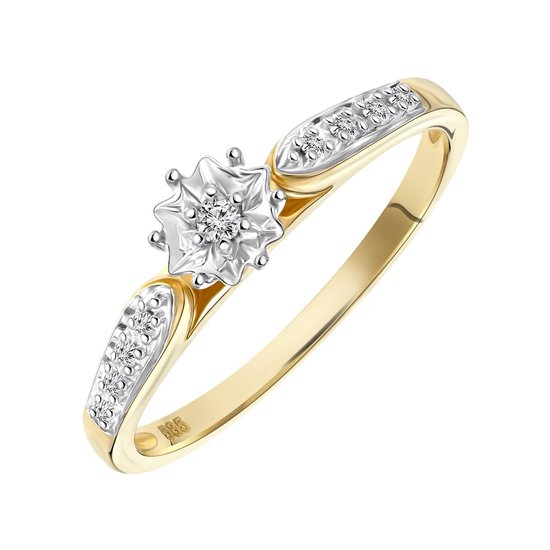 Lucardi Diamond - Bague double en or jaune avec 20 diamants