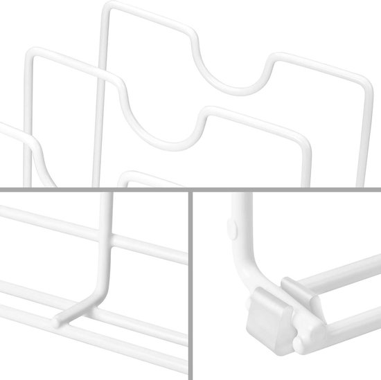 mDesign - Pannendekselhouder - standaard/rek - voor deksels van potten en pannen en kookgerei - voor keukenkasten, voorraadkasten of keukenoppervlakken - metaal/vrijstaand/met 5 uitsparingen - zwart mDesign - Pannendekselhouder - standaard/rek - voor deksels van potten en pannen en kookgerei - voor keukenkasten, voorraadkasten of keukenoppervlakken - metaal/vrijstaand/met 5 uitsparingen - zwart