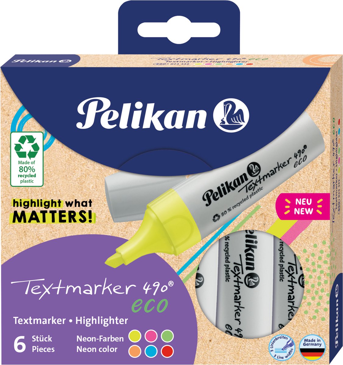 Pelikan Markeerstift 490® Eco 6 markeerstiften in etui
