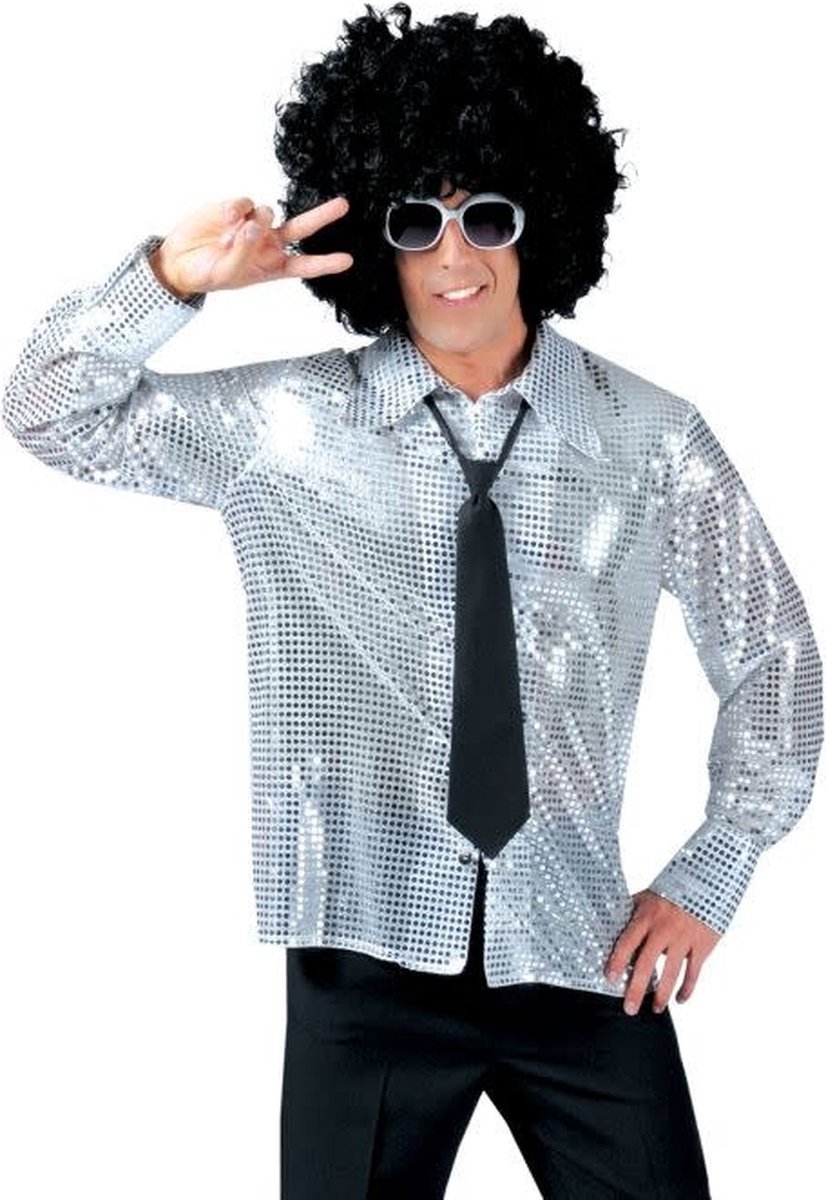 Blauwe glitter overhemd heren