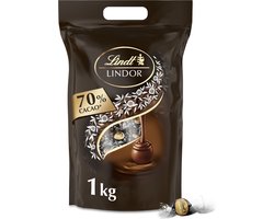 Lindt LINDOR 70% pure chocolade bonbons 1kg - ca. 80 zacht smeltende pure chocolade bonbons - hersluitbare verpakking