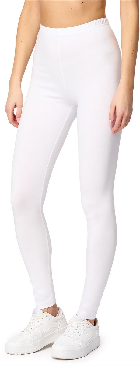 Merry Style MS-MS10-198-LE Dames Leggings - Sport - Vrijetijdsbroek - Lang - Katoen - Sporbroek - Yogabroek - Wit - XS