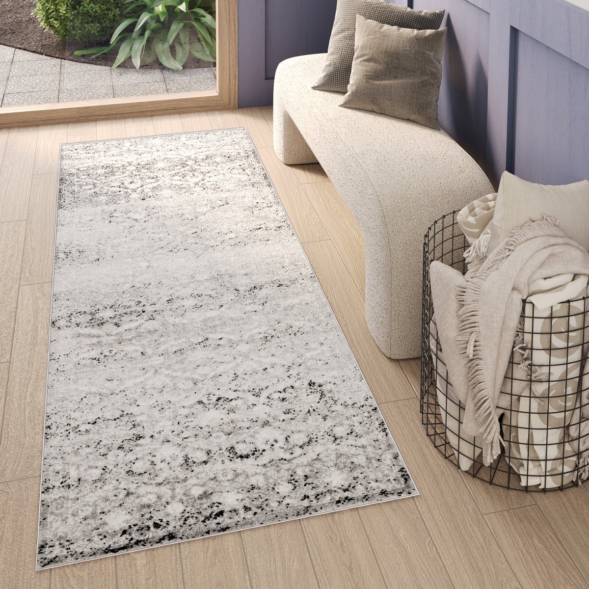 Tapiso Sky Vloerkleed Loper Grijs Modern Kleed Tapijtloper Tapijt Maat - 70x300