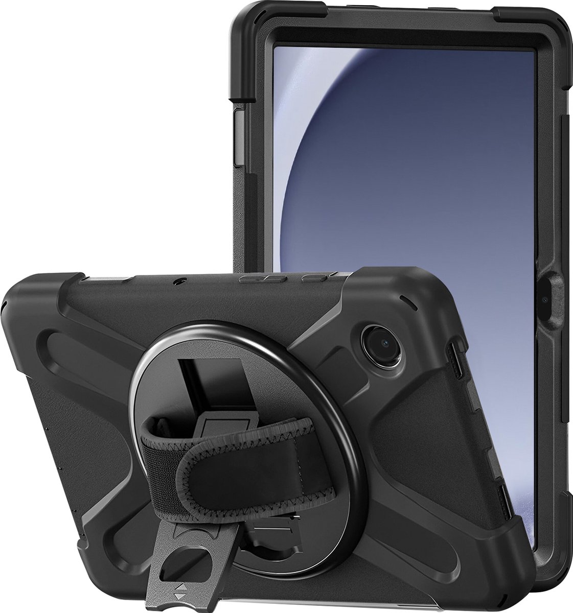4smarts, Hoes Geschikt voor Samsung Galaxy Tab A9 Plus met handvatstandaard, Zwart