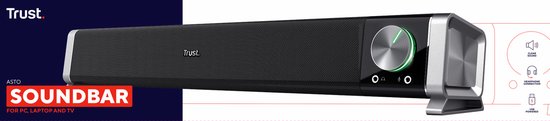 Trust Asto - PC Soundbar - PC-speaker voor onder je monitor - 3.5mm aansluiting & USB voor voeding