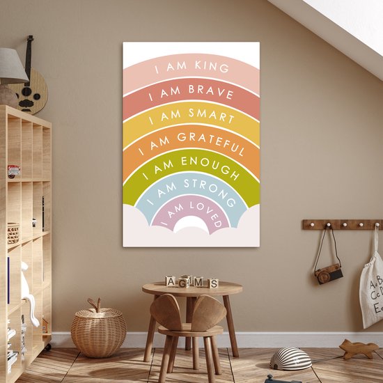 Peinture sur toile 80x120 cm - Décoration murale chambre enfant Arc-en-ciel - Couleurs - Citations - Décoration murale murale chambre bébé - Décoration chambre garçon et fille - Accessoires Bébé - Peintures
