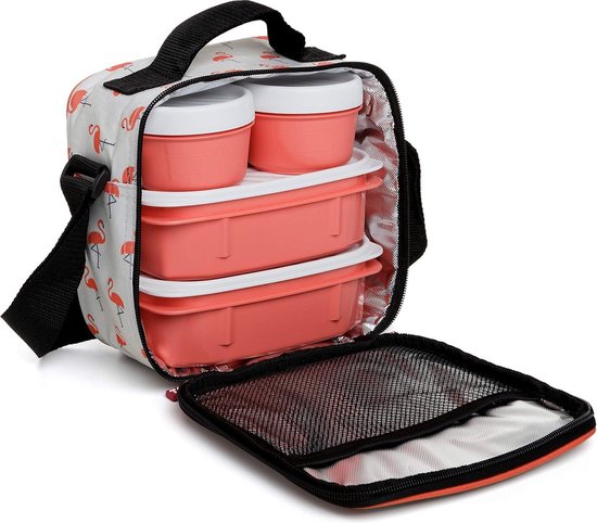 Vrijetijdskoeltas met luchtdichte doekjes - Urban Food - Flamingo Print - 3 liter - 225x10x22 cm van Urban Food — afbeelding 4