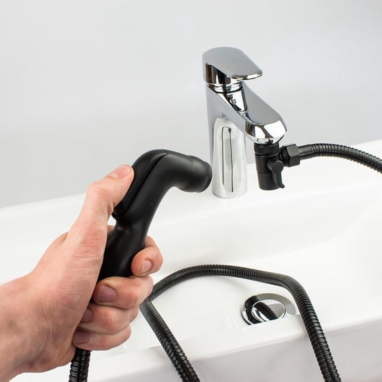 BWS Bidet handdoucheset Vierkant Chroom met knijpfunctie, doucheslang
