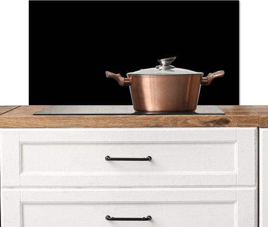Crédence de cuisine 90x45 cm - Fond de plaque de cuisson noir - Protecteur mural noir résistant à la chaleur - Crédence de poêle - Aluminium de haute qualité - Décoration plan de travail - Accessoires de cuisine