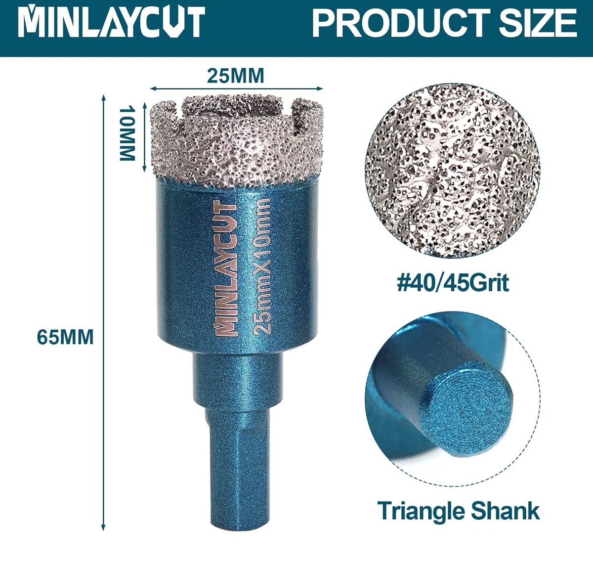 HIGHDRIL Diamond Core Boor, 2-4/7 (65mm) met M14 Draad Droog boren voor Porseleinen Tegel Keramische Graniet Marmer Steen Metselwerk Baksteen