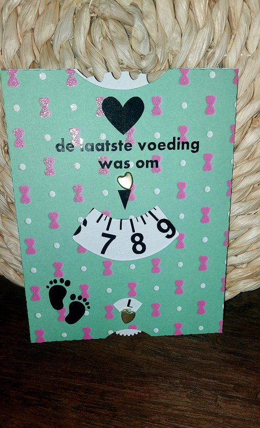 Voedingsschijf groen met roze strikjes, Voedingskaart, hulp schijf voeding, Borstvoeding, Cadeau, Kraam cadeau, Baby, Babyshower, Voedingskaart van LittleBeasts — afbeelding 4