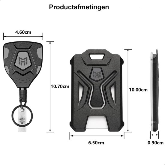 20 stuks zwarte grijper kaarthouder klemmen zwarte veegkaarthouder plastic ID-kaart veilige badgehouder voor standaarddikte ID-badge, smartcard, CAC, chip of veegkaart