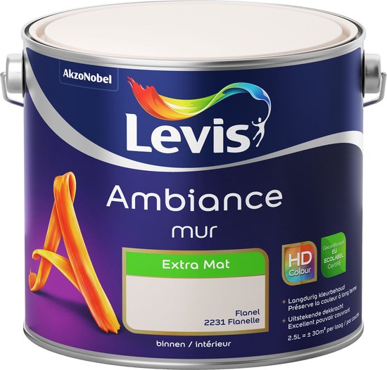 Peinture pour les murs Levis Ambiance , Extra Mat, Flanelle, 2,5 L