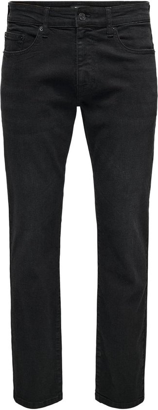 Donkergrijze jeans in een rechte pasvorm, geïsoleerd op een witte achtergrond.