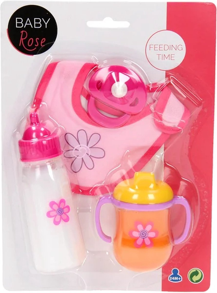 Johntoy Poppenspeelset Baby Rose 4-delig Roze — afbeelding 3