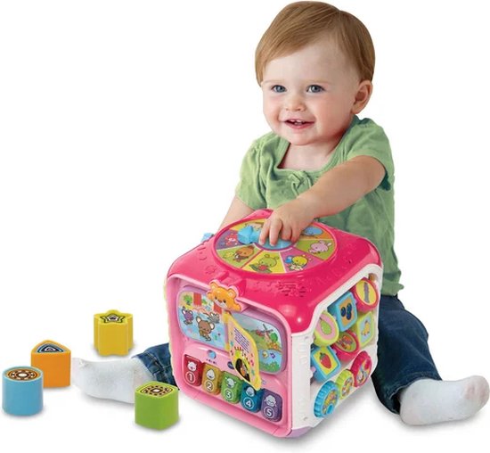 VTech Baby Activiteiten Kubus - Educatief Babyspeelgoed - Dieren, Cijfers en Kleuren - Cadeau - Van 9 tot 36 Maanden - Roze van Vtech — afbeelding 3