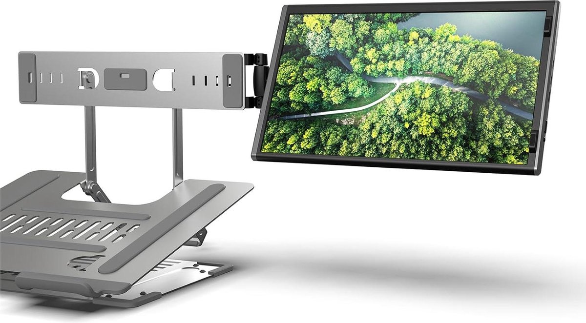 Opvouwbare Metalen Dual Monitor Stand - Verstelbare Hoogte en Hoek