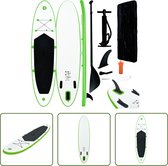 Bol.com The Living Store Stand Up Paddleboard - Groen/Wit - 360 x 81 x 10 cm - Hogedrukventielen - Inclusief accessoires aanbieding