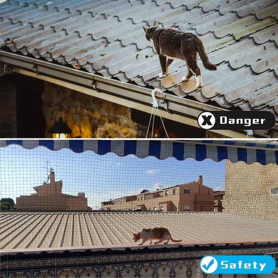 FARYODI Kattennet Voor Balkon 4x3m - Transparant, Sterk Nylon, Zonder Boren | Veilig Kattenbeschermingsnet