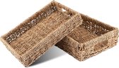 Panier de rangement tressé en jonc de mer - solution de décoration et de rangement - rectangulaire - ensemble de paniers en osier 2 pièces