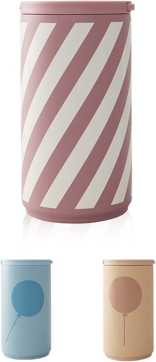 KIDS lekvrije thermosbeker roze | 350 ml kinderkoffiebeker van roestvrij staal met unieke opening-/sluitfunctie | koffiemok to go | BPA- en BPS-vrij
