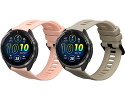 kwmobile 2x horlogebandjes geschikt voor Garmin Forerunner 965 / 965 Solar / Forerunner 955 bandje - Smartwatch bandjes van TPU - Activity tracker horloge band in grijs / donkerroze