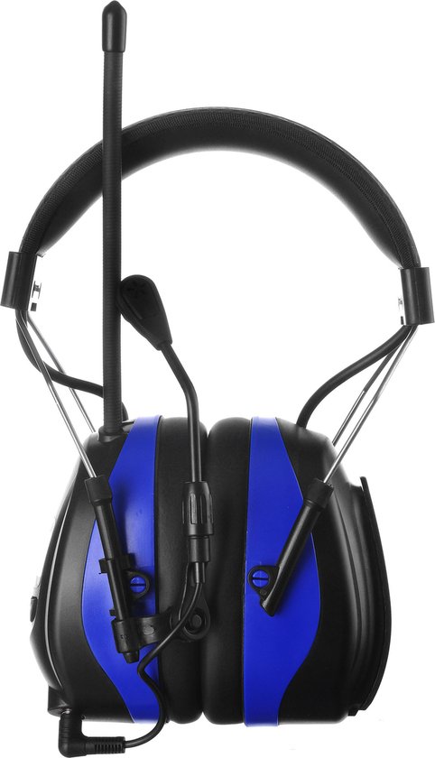 PROTEAR - Oreillettes Rechargeables avec Radio Numérique Bluetooth FM/ AM - Microphone Externe - SNR 30dB - Blauw