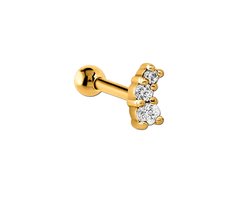 foto van Lucardi Dames Traguspiercing goldplated met zirkonia - Piercing - Cadeau voor vrouwen - Staal - Goudkleurig