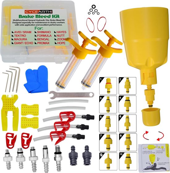 Foto: Cycearth fiets hydraulische schijfrem olie ontluchting kit voor alle remmen shimano sram avid tektro magura hayes fiets reparatie tool