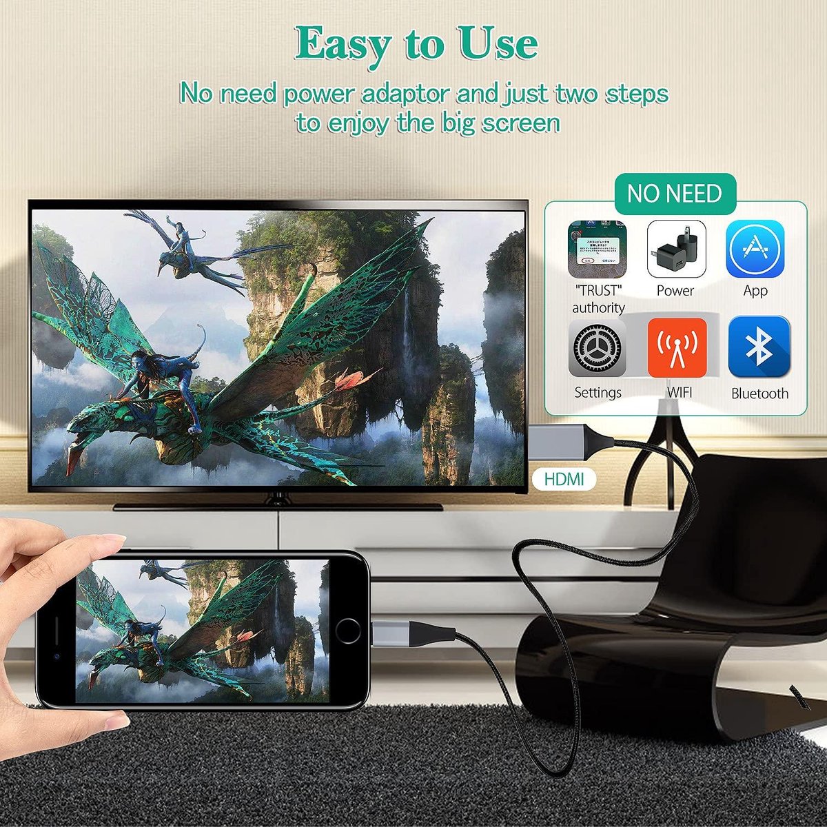 HDMI-kabel Voor IPhone – Verlichting Naar HDMI, 1080P, Compatibel Met IOS 14 T/m 17, Voor Tv En Projector