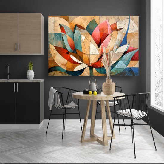 Ensemble d'art mural abstrait en toile avec décor géométrique en or
