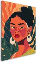 Portrait de femme - Peinture portrait - Peinture sur toile Plantes - Décoration murale moderne - Peinture sur toile salon - Décoration murale chambre toile 50x70 cm