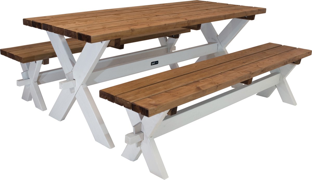 Axi Celine Picknicktafel Van Hout Bruin / Wit Voor Max 6 Personen Picknick Tuin