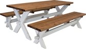AXI Celine Picknicktafel met bankjes van hout 177 cm - Bruin/wit