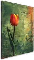 Tulp schilderijen - Bloem wanddecoratie - Schilderij op canvas Achtergrond - Muurdecoratie klassiek - Canvas schilderijen - Kunstwerk canvas 40x60 cm