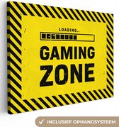 Tableau Tableau Gaming - Citations - Manette - Zone Gaming - Jeu - 80x60 cm - Décoration murale